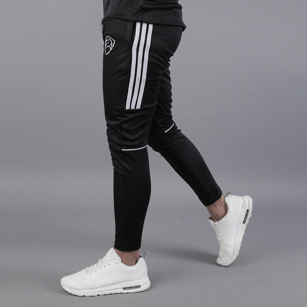 Black Three Stripes Hawk Series Bottoms With Piping