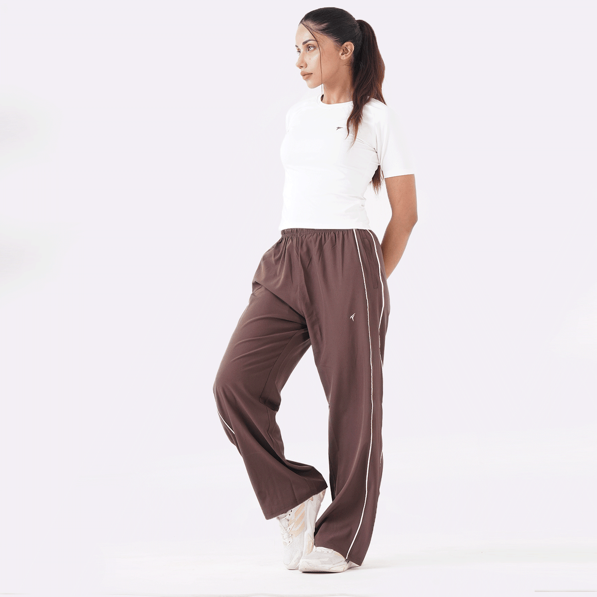Tf-Premium Brown Wide Leg Double Piping Bottoms