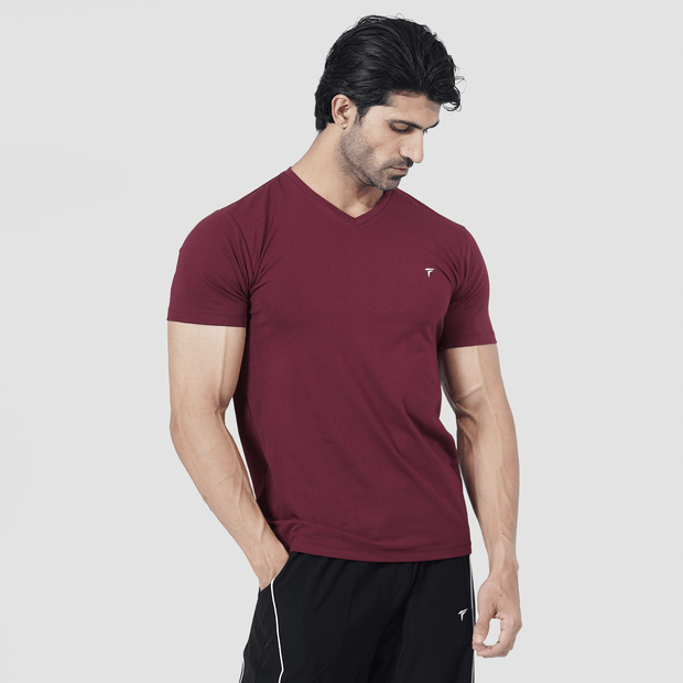 Tf-Premium Maroon Muscle Fit V-Neck Prime Tee