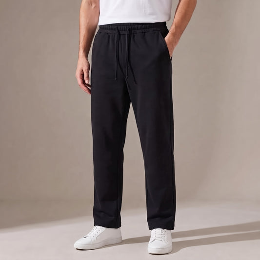 Black Cotton Fleece Trousers