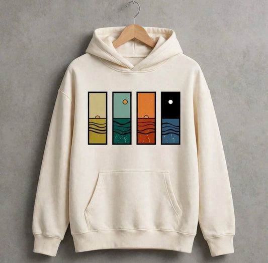 Cream Color Sunset To Moonlight Oversized Hoodie