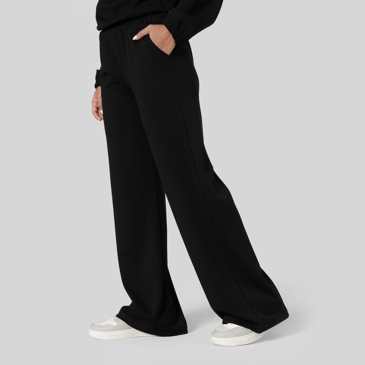 Tf-Premium Black Drape Viscose Loose Bottoms