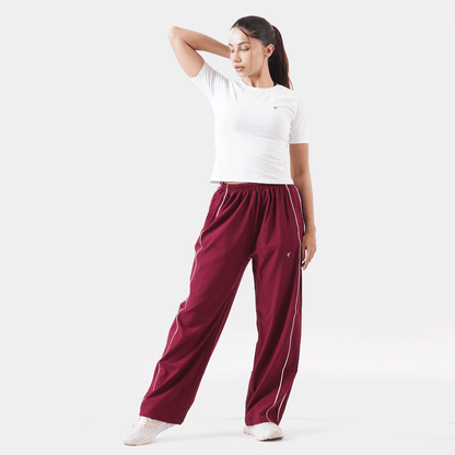 Tf-Premium Maroon Wide Leg Double Piping Bottoms