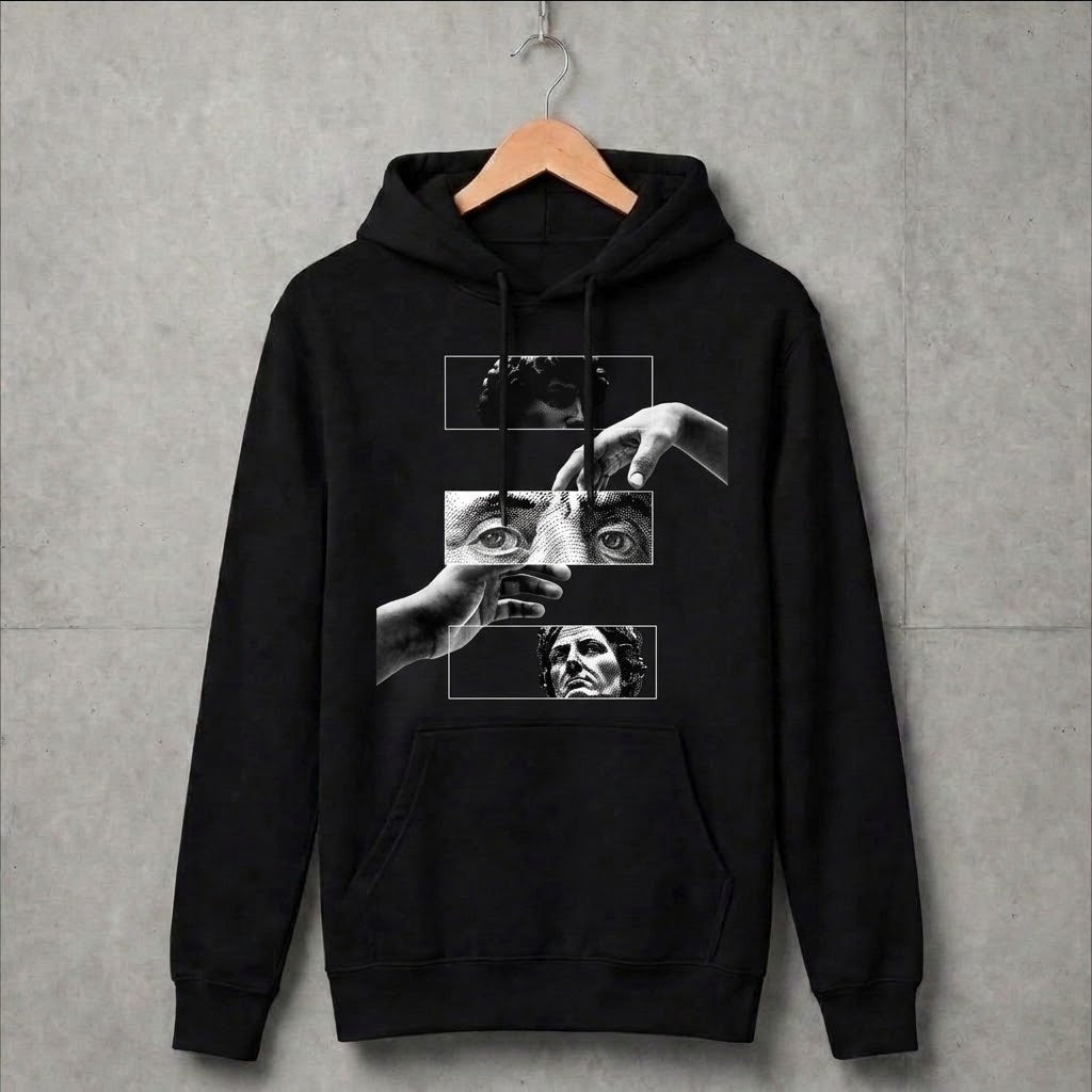 Black Printed Hoodie