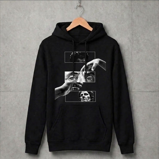 Black Printed Hoodie