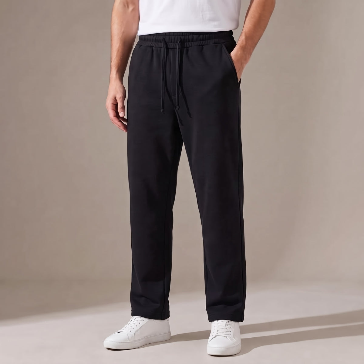 Black Cotton Fleece Trousers