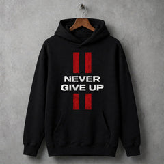 Never Give Up Black Oversized Hoodie