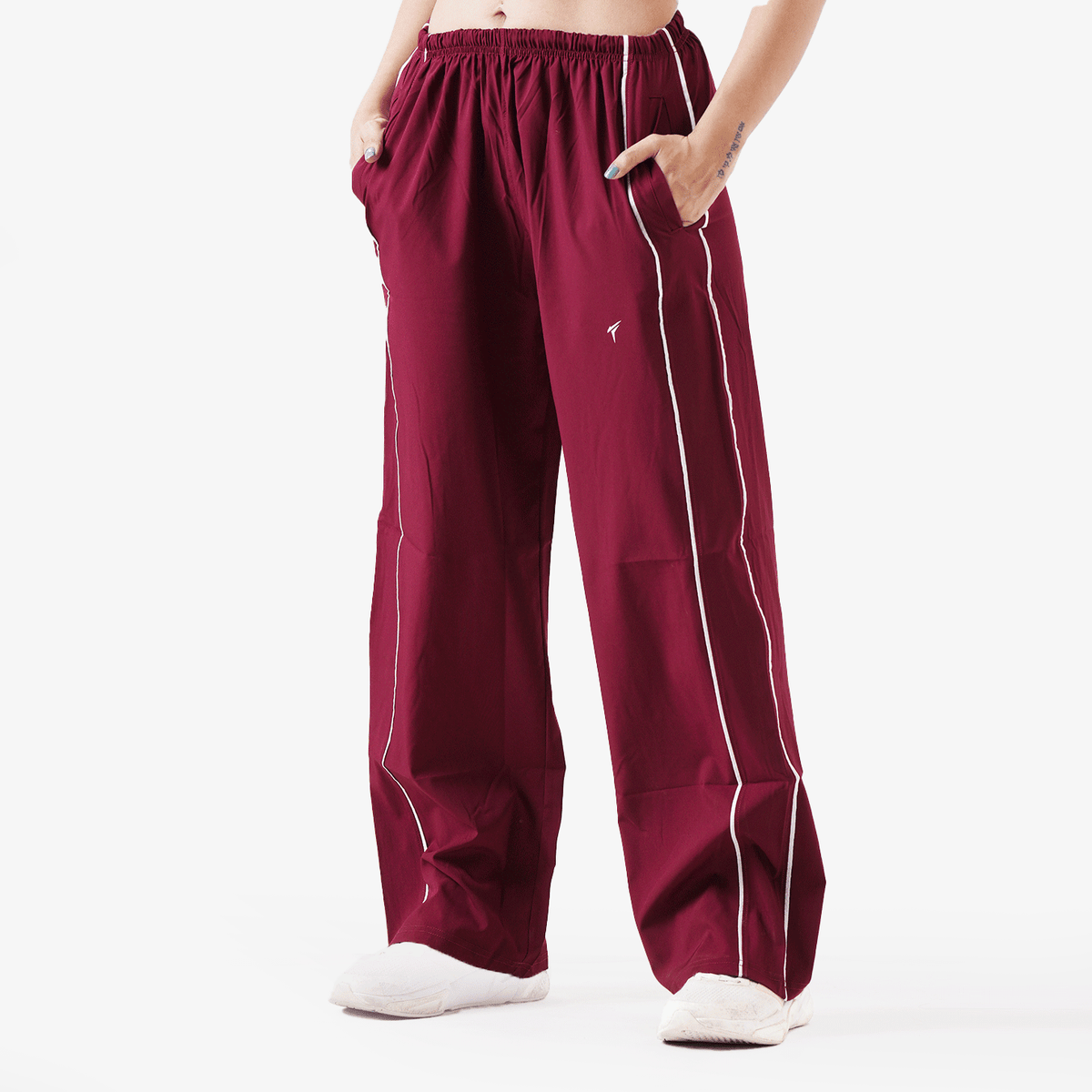 Tf-Premium Maroon Wide Leg Double Piping Bottoms